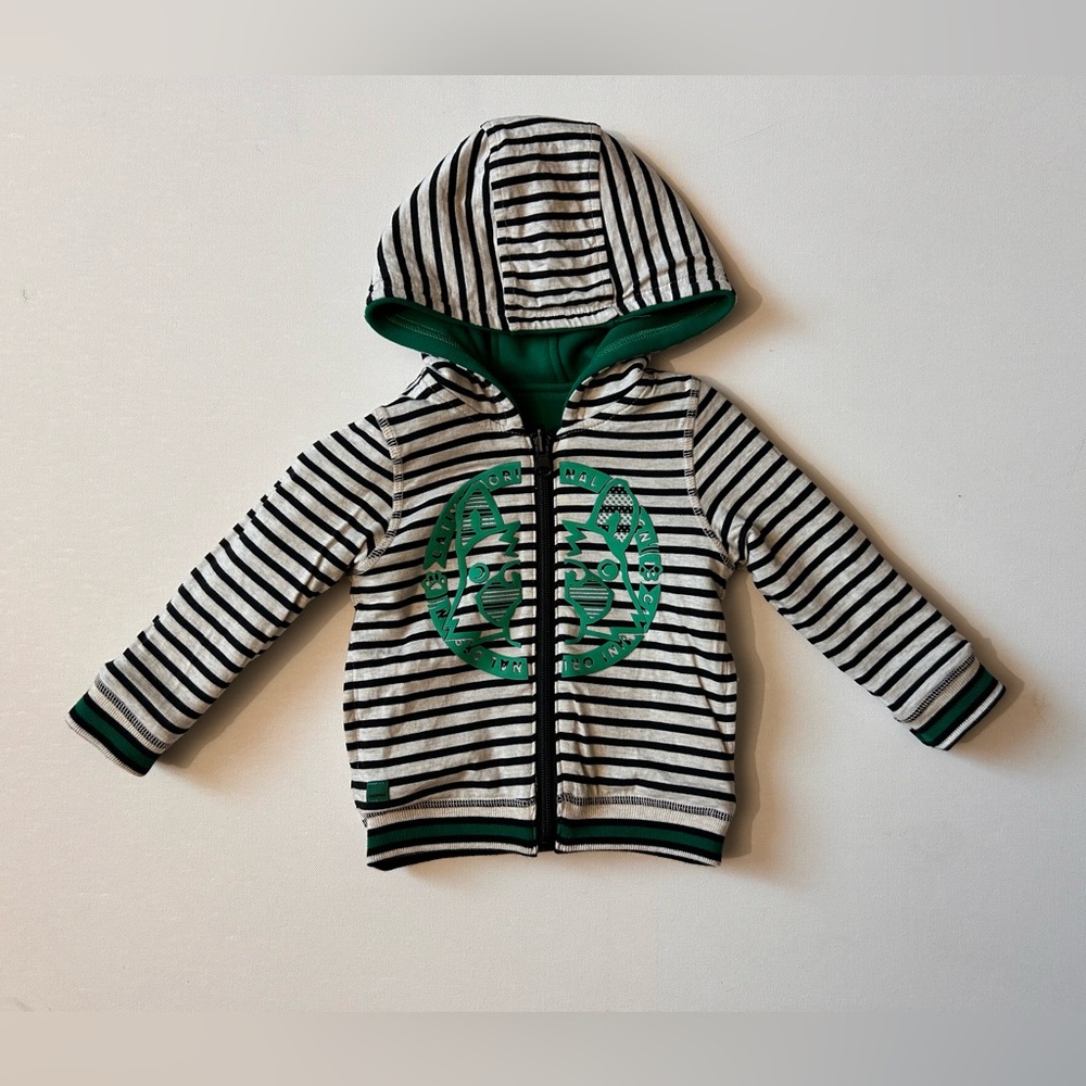 CATIMINI Boy’s Reversible Full Zip Hoodie Sweater Sz 18 Months Dog Logo Fish - Picture 7 of 12